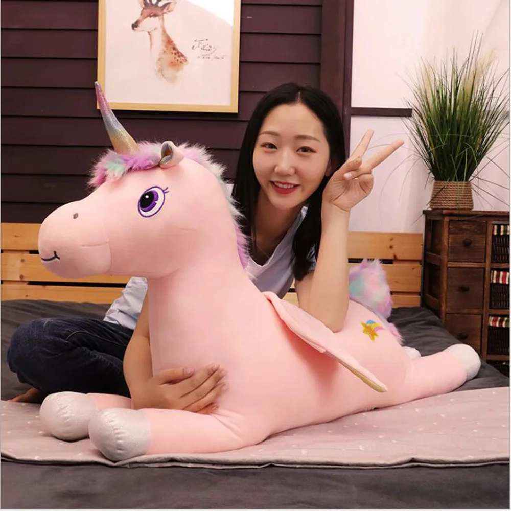 Creative Horse Children Plush Stuffed Toy Birthday Gift Cute Unicorn Horse Sleeping Pillow