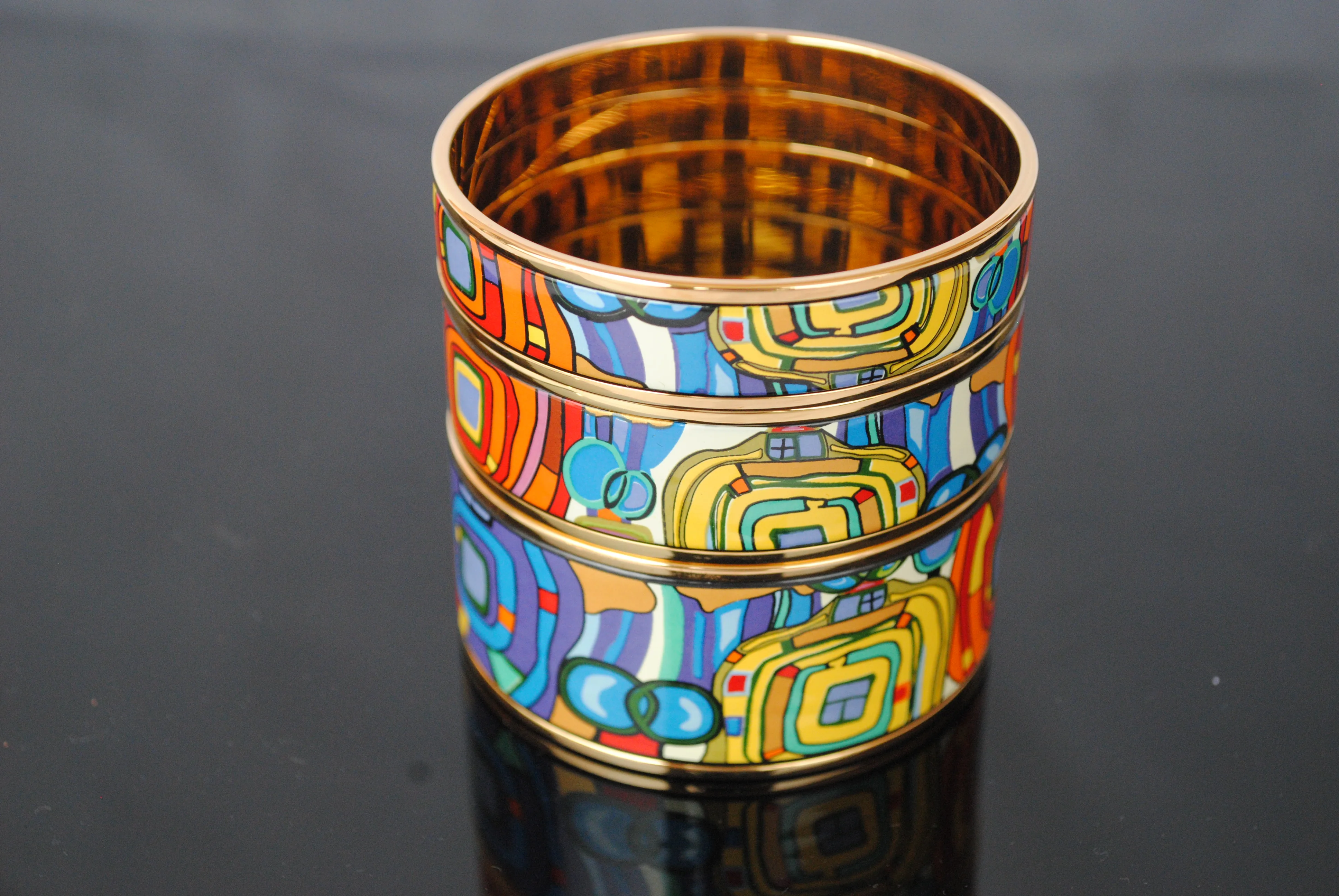 Cloisonne jewelry, hand-painted enamel, real gilded art style Mediterranean style bracelet