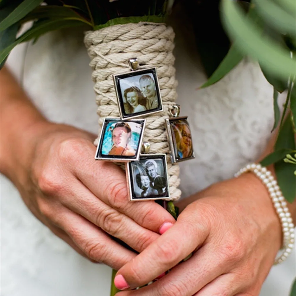 custom Memorial Photo Charms for Wedding Bouquet charm kit - personalize family photo pendants charms Wedding Keepsake for Bride