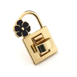 1piece Metal Bag Turn Lock Twist Lock Black Flower Shape Closure Clasp Leather Craft Women Handbag Purse Parts Accessories
