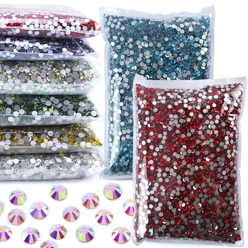 

10Packs Wholesale Rhinestones Multicolor Crystal Glitter Strass Gems for Clothing Dresses Decorations Flatback Stones Rhinestone