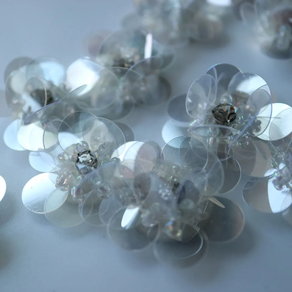 10 Stück/Set Blumen-Perlen-Applikationen für Kleidung DIY Strass-Pailletten Aufnähbare Stickerei-Applikationen Parche Ropa – Detail 1