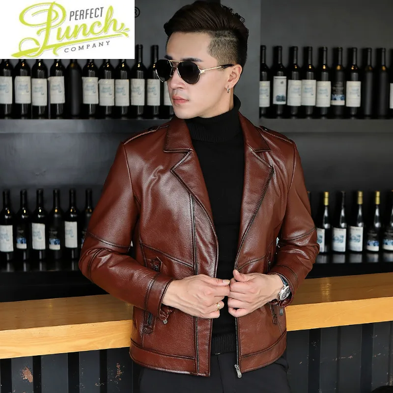 

Leather Genuine Jacket Men Autumn 100% Cowhide Jacket Leather Coat Motorcycle Cow Leather Jackets L18-117 KJ3297