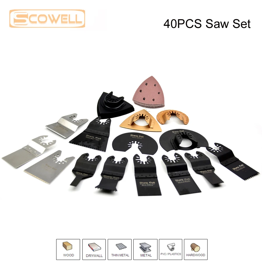 40% OFF 40pcs/set Oscillating Multitool Saw Blades Accessories Fit For Multi Power Machine Tools Wodd Cutting Saw Blades Set