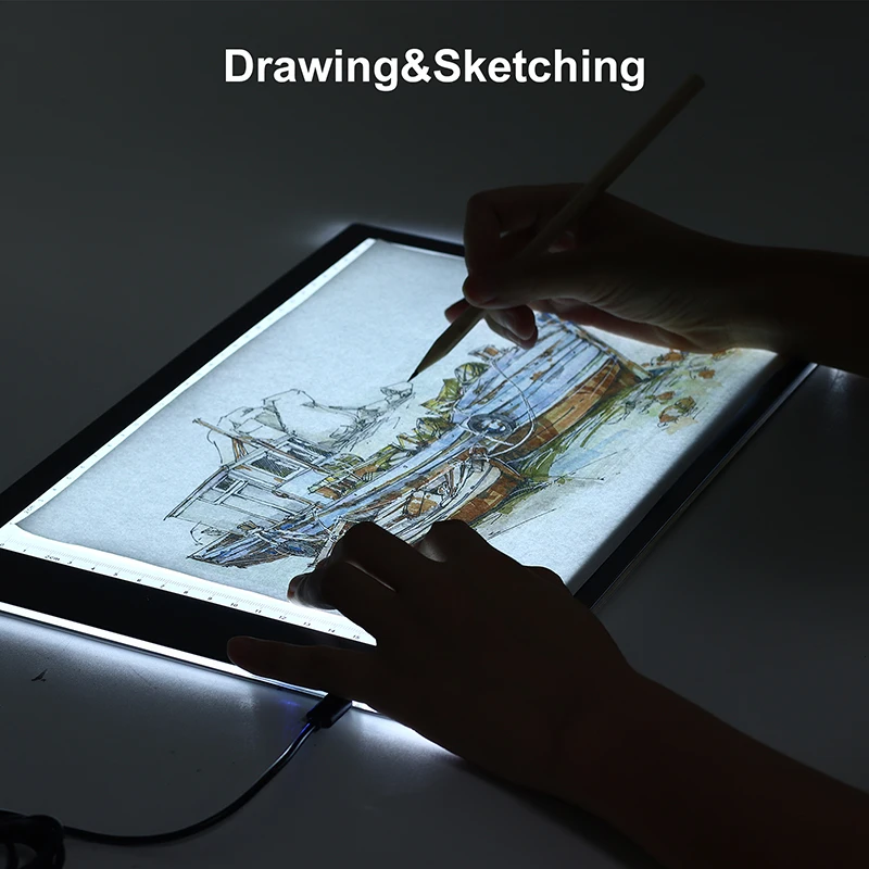 A4 Digital Graphic Tablet LED Diamond Painting Light Pad Board Portable Electronic Board Ultra Thin With Scale For Drawing