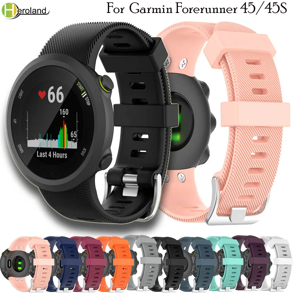 HeroIand Watch Strap For Garmin forerunner 45 45S Silicone SmartWatch Bands Wristbands soft sport Replacement Bracelet +tool