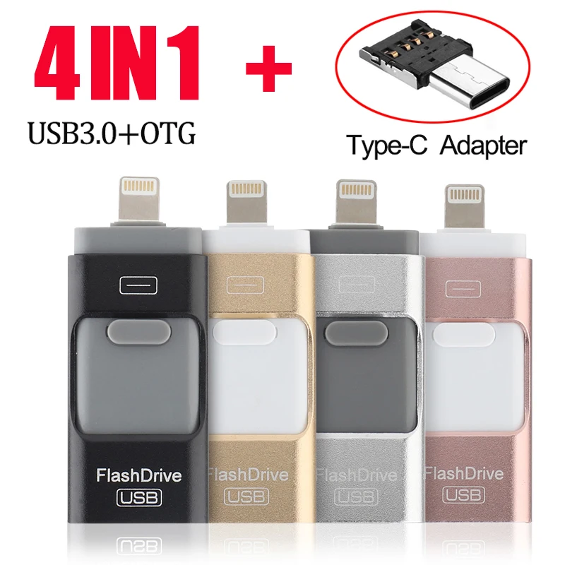 Unidad flash OTG para iphone Lightning, pendrive tipo c, 16GB, 32GB, 64GB, USB 3,0