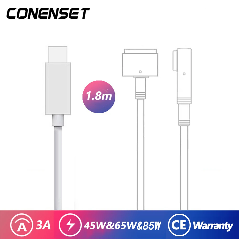 USB C to Magnetic Cable Safe 1 2 generations Charger Adapter For MacBook Air Pro A1278 A1342 A1344 A1286 A1297 A1212 A1211