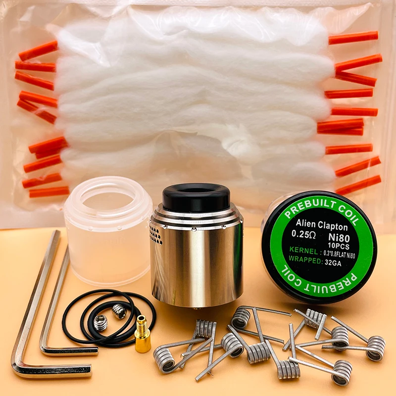 DSXVape Temple Dual Coil RDA Atomizador Reconstrução, Cigarro eletrônico, Gotejamento com Squonk BF Pin para 510 Vape Box Mod, 28mm