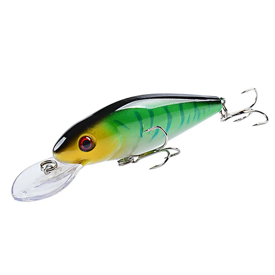 Jerkbait – leurre méné rigide avec hameçons, appât artificiel de type Wobbler idéal pour la pêche au bar ou au brochet, Crankbait