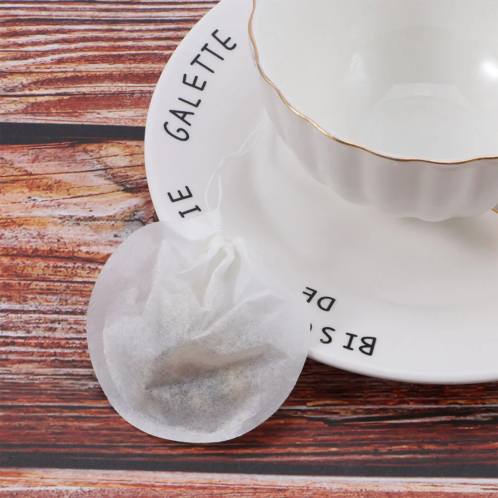 100 Pcs/lot Disposable Round Tea Bags Teabags Empty Scented Tea Bags Filter Infuser with String Heal Seal Paper Teabag