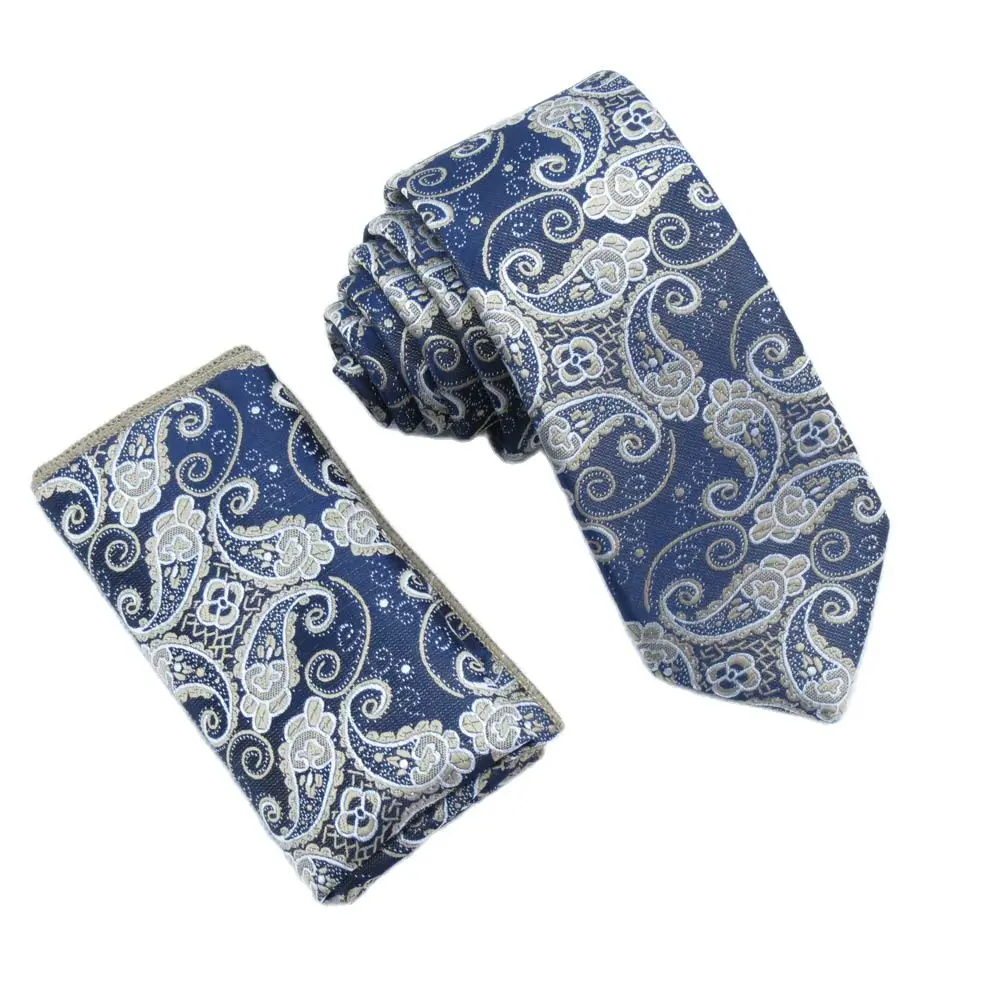 Paisley tie Khaki Navy 6CM male cashew pattern necktie Korean fashion skinny ties pocket square silm gravata