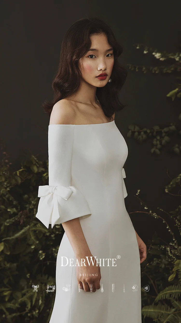 Vestido De novia blanco satinado estilo bohemio, traje De novia De sirena, sencillo, 2022