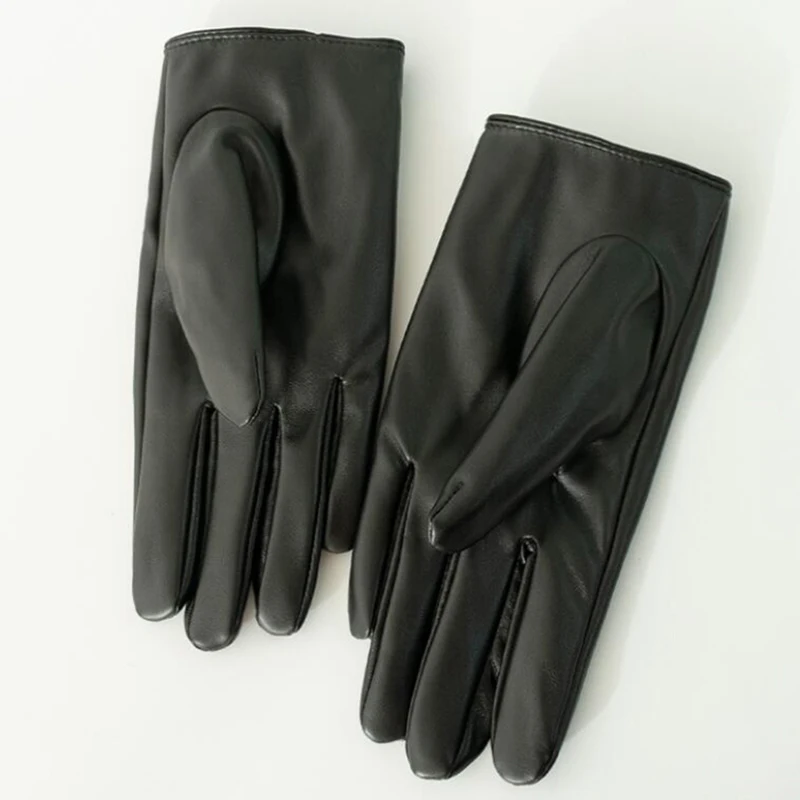 Gants en cuir PU ajourés en forme de cœur de pêche pour femmes, hiver, Plus velours, conduite chaude, doigt complet, mitaines de conduite pour écran tactile S27