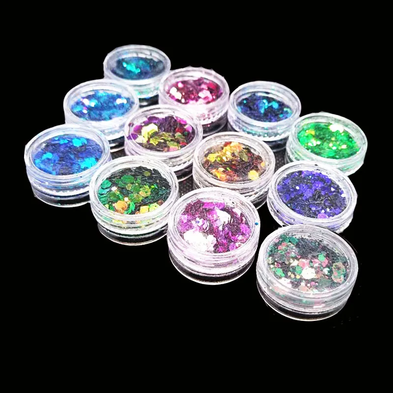 

12 box Chameleon Color Shift Chunky Mix Hexagon Nail Glitter Nails Art Decoration Tumblers DIY Crafts Festival Accessories