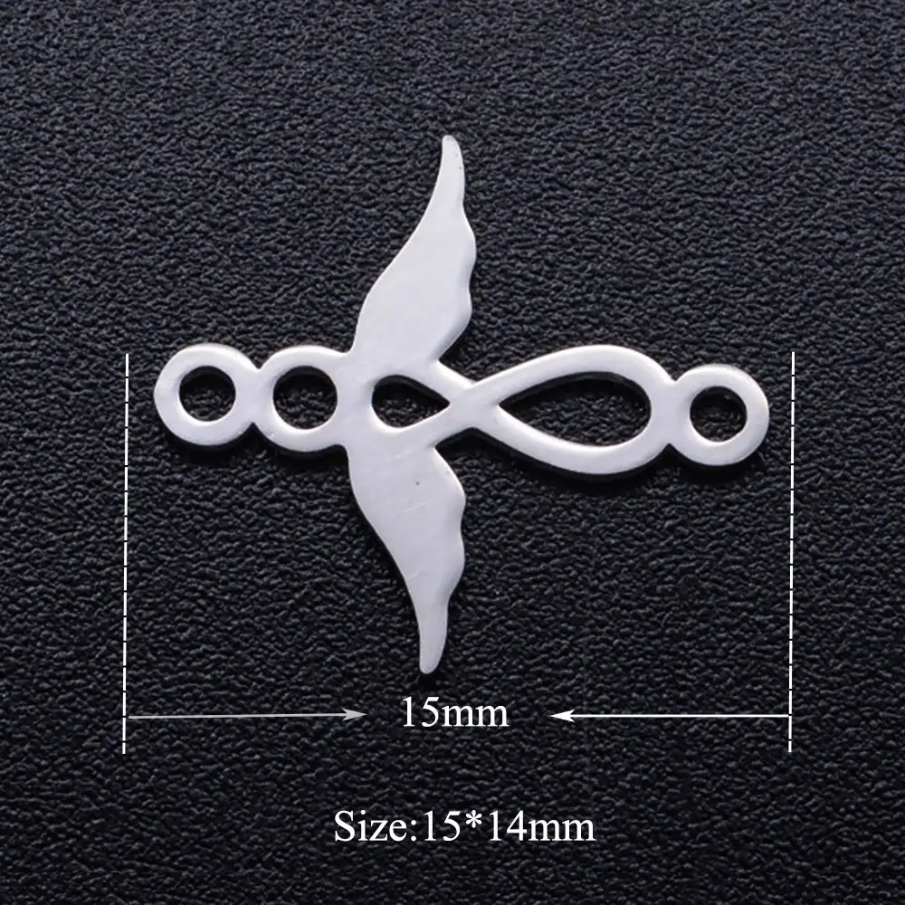 5pcs/lot diy angel wing stainless steel charm pendant wholesale cupid leaf bohemia jewelry bracelet connector charms