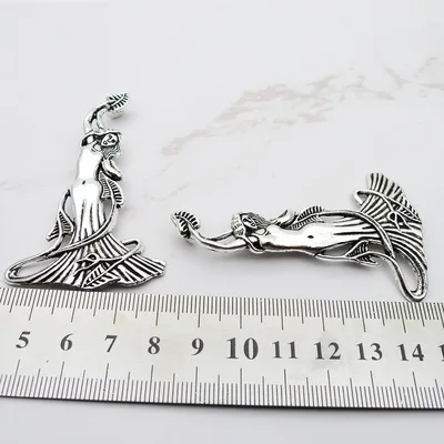 6 Pieces/Lot 42*67mm Antique Sliver Color Elegant Angel Delicate Charms For Jewelry Making Contracted StyleFashion Accessories