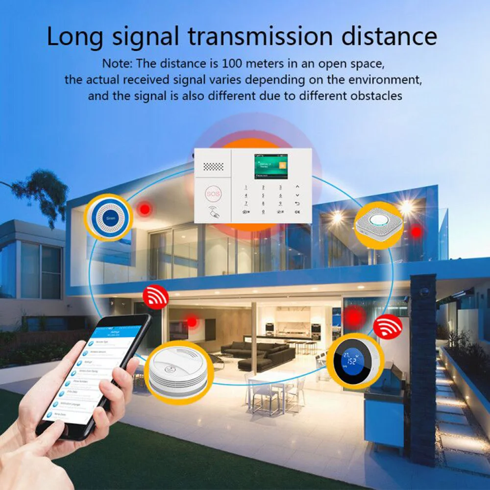 PGST PG-108 Tuya Wireless Home WIFI GSM Home Security With Motion Detector Sensor Burglar Alarm System Support Alexa & Google