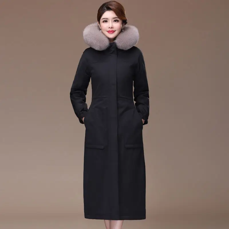 Women Winter Parkas 2022 New Female Premium Quality Overcoat Thicken Fashion Coat Imitate Fox Fur Collar Long Jacket A576