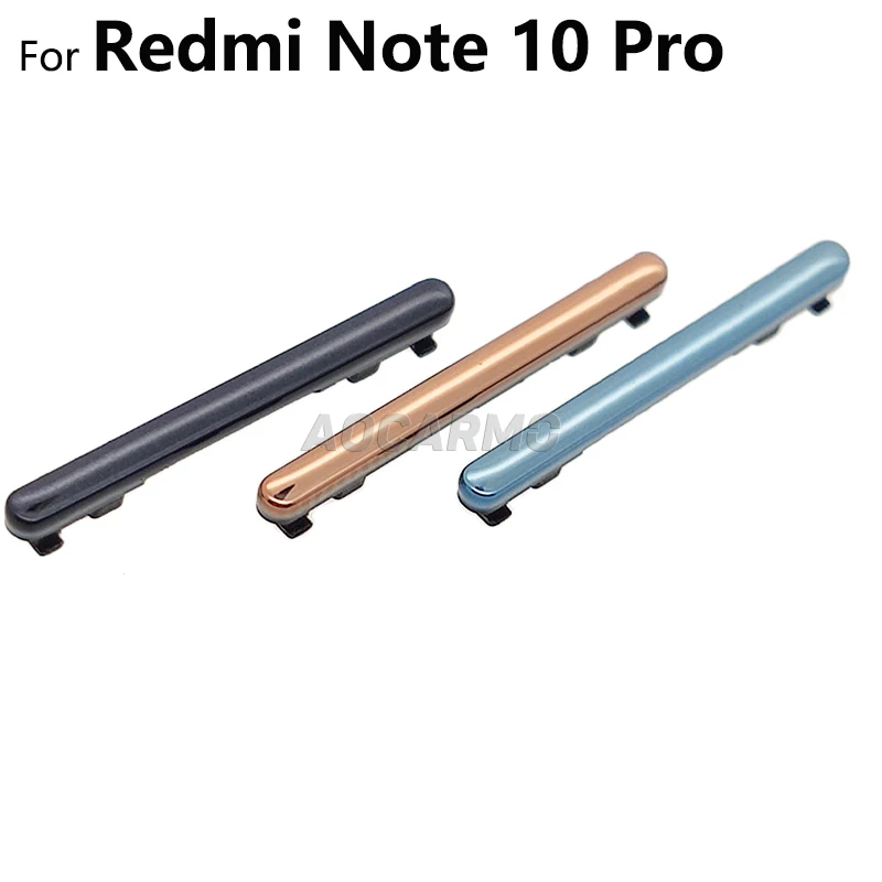 Aocarmo For Xiaomi Redmi Note 10 / Note10 Pro Power On Off Button + Volume Up Down Buttons Side Switch Key Replacement Part