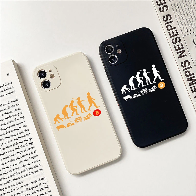 Funda de teléfono con protección de evolución de moneda de Bitcoin Musk, carcasa trasera de silicona líquida para iPhone 11, 12, 13 Pro, X, XR, XS Max, 7, 8 Plus