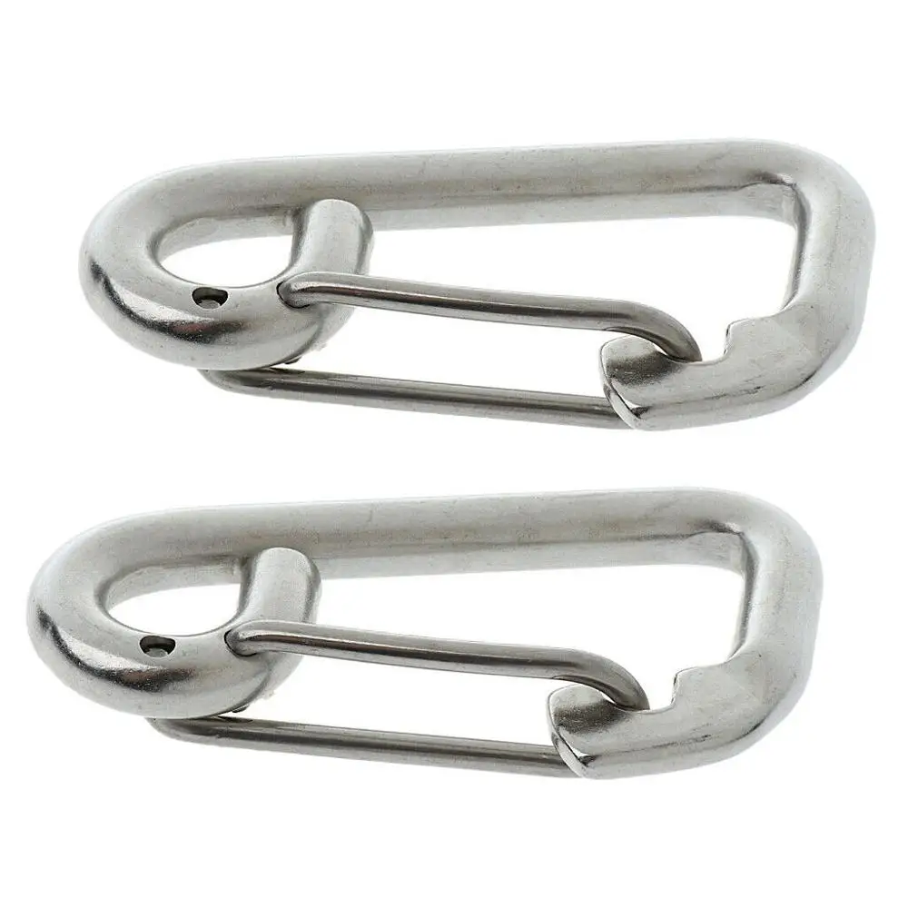 

2Pcs 10*100mm Stainless Steel Egg Spring Snap Hook Clips Quick Link Carabiner Rock Climbing Buckle Eye Hardware Ring for Outdoor