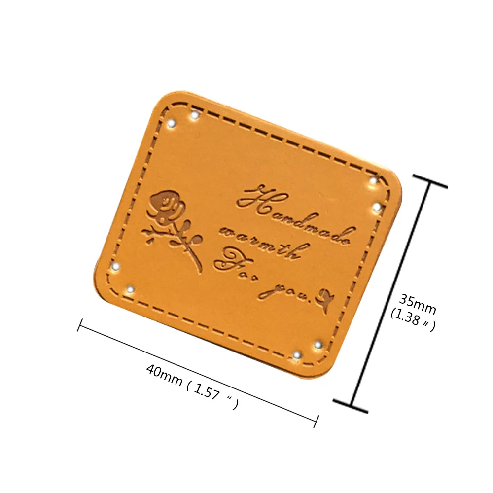 Free Style Rose Leather Patches For Clothing Handmade For You Labels For Gift Sewing Hand Made Leather Tags For Handcraft