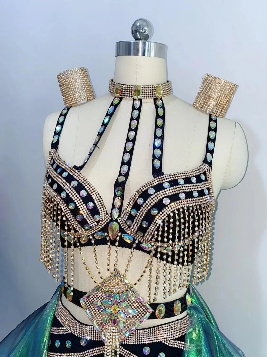 바 나이트클럽 섹시 무대 공연 의상 여성 DJ 가수 고고 댄스팀 페스티벌 파티 레이브 의상 라인스톤 비키니 세트