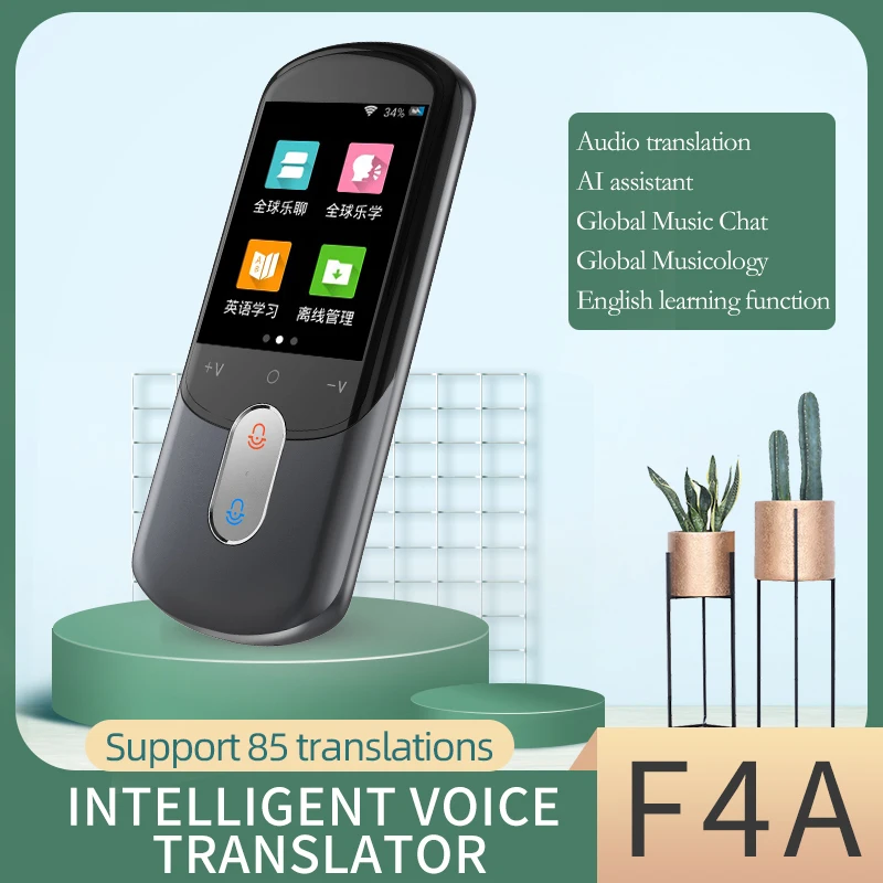 2024 New Fast Translator F4A Wifi Support 85 Countries Online & 43 Photo &12 Offline Translation Bluetooth