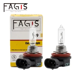 Fagis 2 Pcs H9 12V 65W Car Headlight Car Lamp Auto Halogen Bulbs UV Quartz Glass Warm White Car HeadLight Light Source parking