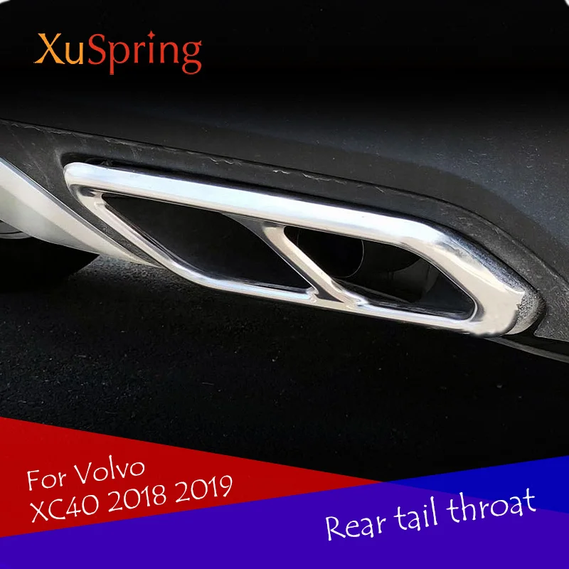 

Car style rear throat exhaust vent tailpipes cover muffler tip trim accessories 2Pcs/Set For Volvo XC40 2018 2019