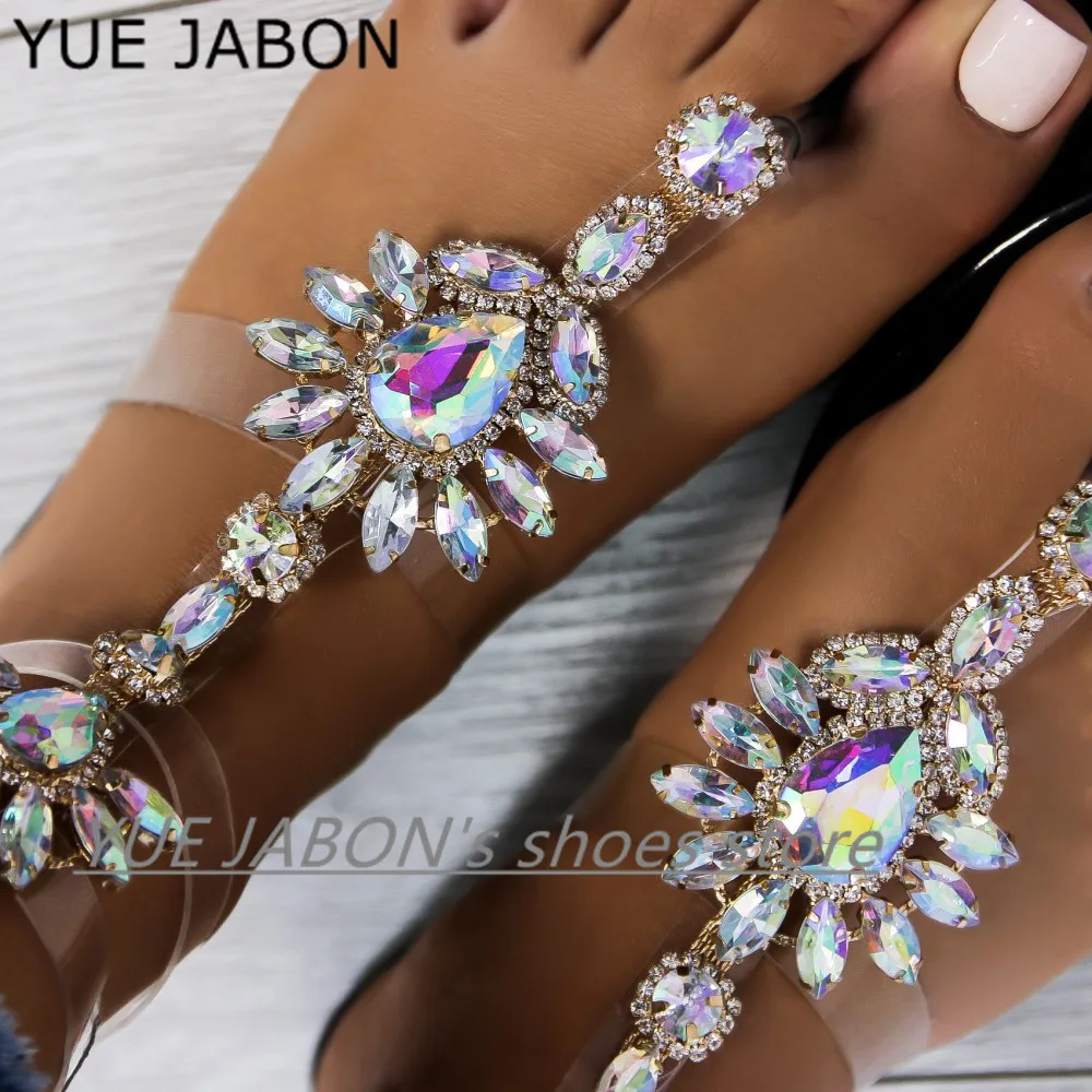 NEW Green Gold Silver Women’s summer bohemia diamond sandals beach shining rhinestones T-strap thong flip flop Crystal shoes