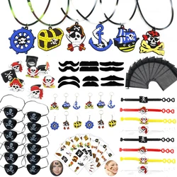 Pirate Party Favors Pinata Filler Pirate Stickers Keychain Rings Halloween Christmas Gifts Toys Pirate Birthday Party Decor
