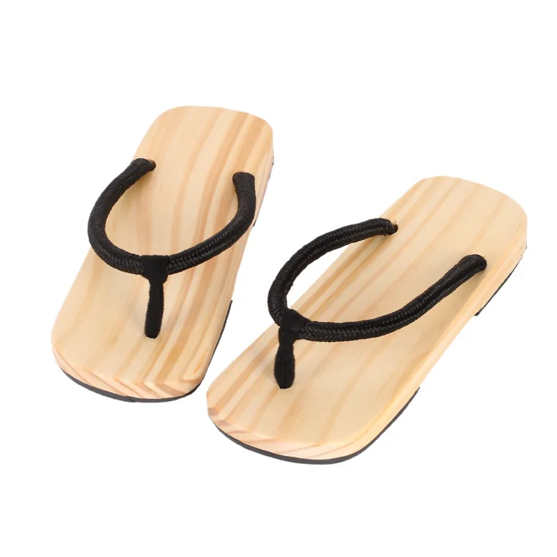 Japanese Traditional Style Kimono Geta Wood Color Summer Sandals Men & Women Wooden Flat Shoes Clogs Samurai Slippers Flip-flops