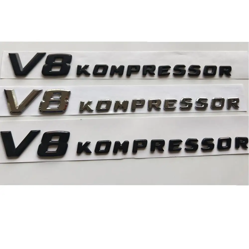 Chrome / Matte Gloss Black V8 KOMPRESSOR Letters Emblems Decal Sticker for Mercedes Benz AMG V8KOMPRESSOR