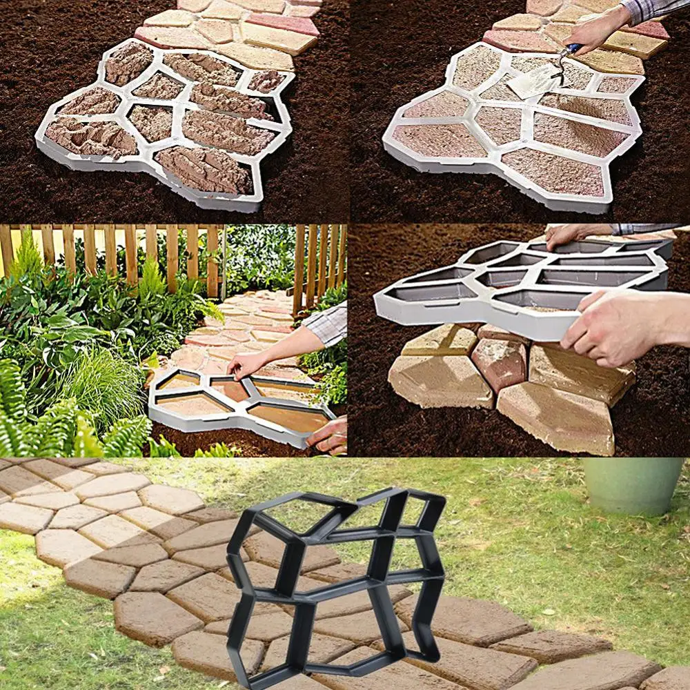 DIY Path Maker Manual Paving Mold Stone Brick Concrete Walkway Mold Reusable Garden Stone Brick Road Building Decor Cement Mold