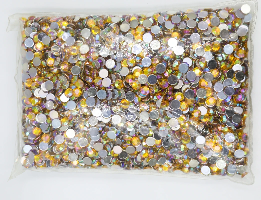 

Topaz AB Color 1.5~10mm Flat Back Round Acrylic Rhinestones Beads / Stones ,3D Acrylic Nail Art / Garment Decoration