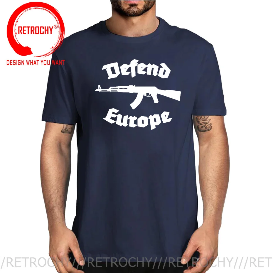 Retrochy Defend Europe T shirt Immigrant Islam Custom Design Print Tee shirt For Men Women Cotton New Cool Tee Big Tall Size 5XL