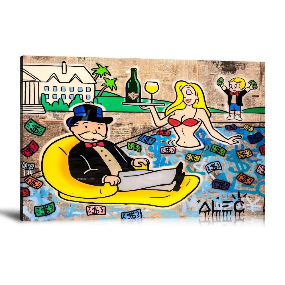 HD Print Alec Monopoly Oil Painting Home Decor Wall Art on Canvas Vacation Canvas Printings Canvas Painting - view 3