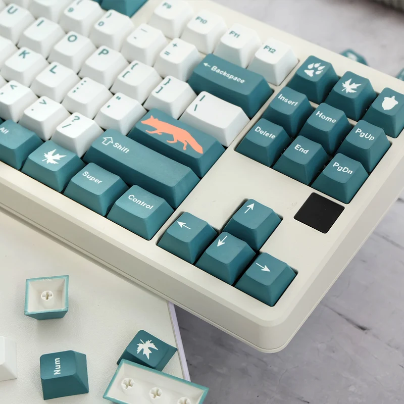 145 Kunci/Set GMK Fox Keycaps PBT Dye Sublimasi Key Caps Cherry Profile Keycap dengan 1.75U 2U Shift