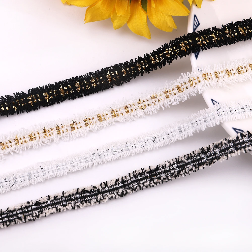 2yards Gold Silver Silk 1.4cm Row Webbing Vintage Clothing Fabric Decoration Trim Sewing Webbing Lace  Accessories