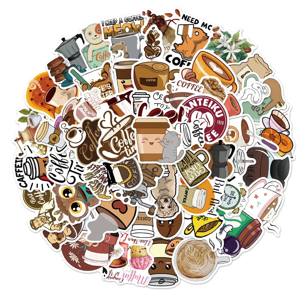 50pcs Vintage Rooftop Coffee House Journal Decorative Stationery Waterproof Stickers Scrapbooking DIY Laptop Water Bottle