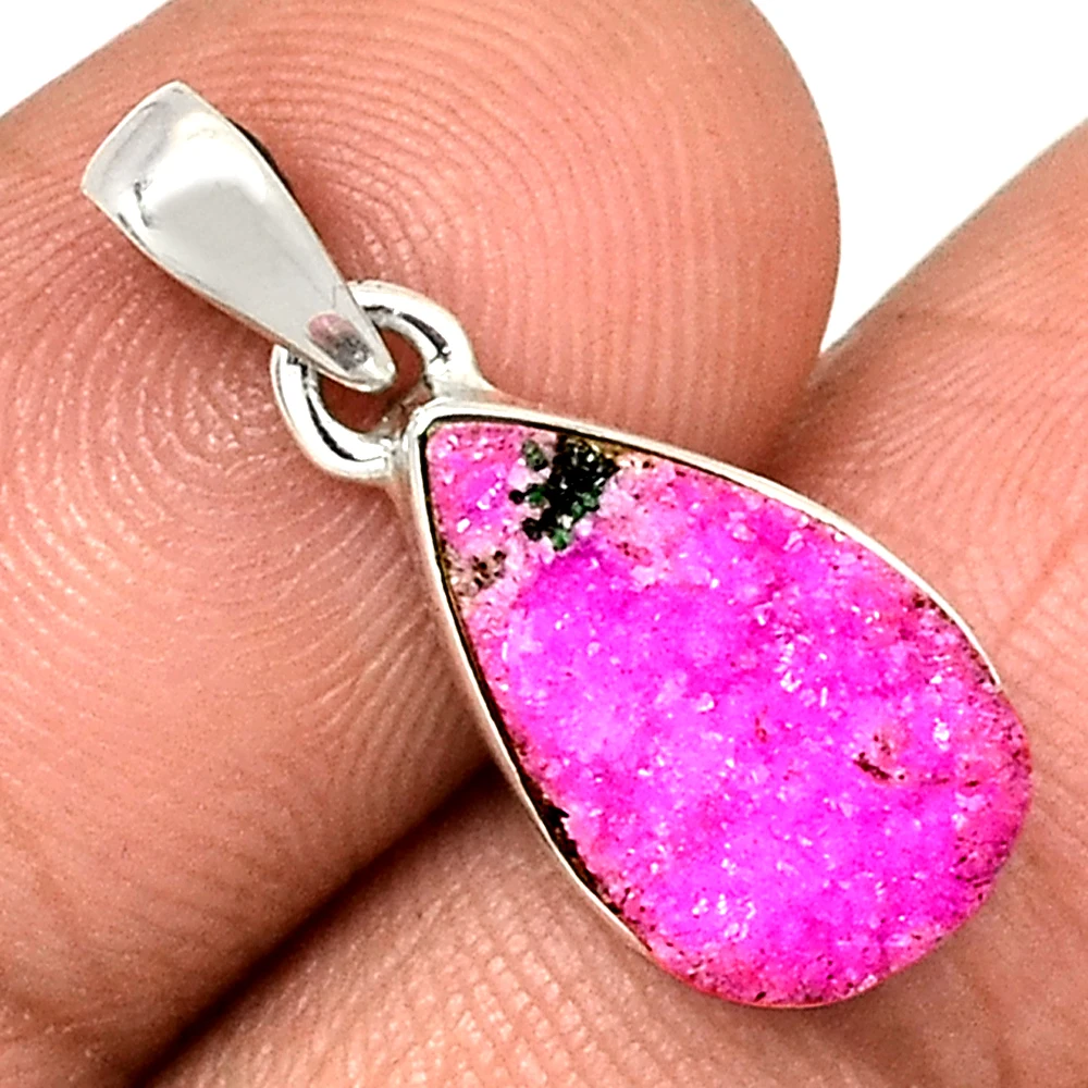 Genuine  COBALT DRUZY  Pendant 925 Sterling Silver, Total Length : 24.8 mm, AP6966