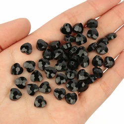 30pcs/lot Faceted Black Glass Crystal Heart Beads Loose Spacer Beads For Jewelry Making DIY Bracelet Necklace Strands 8mm