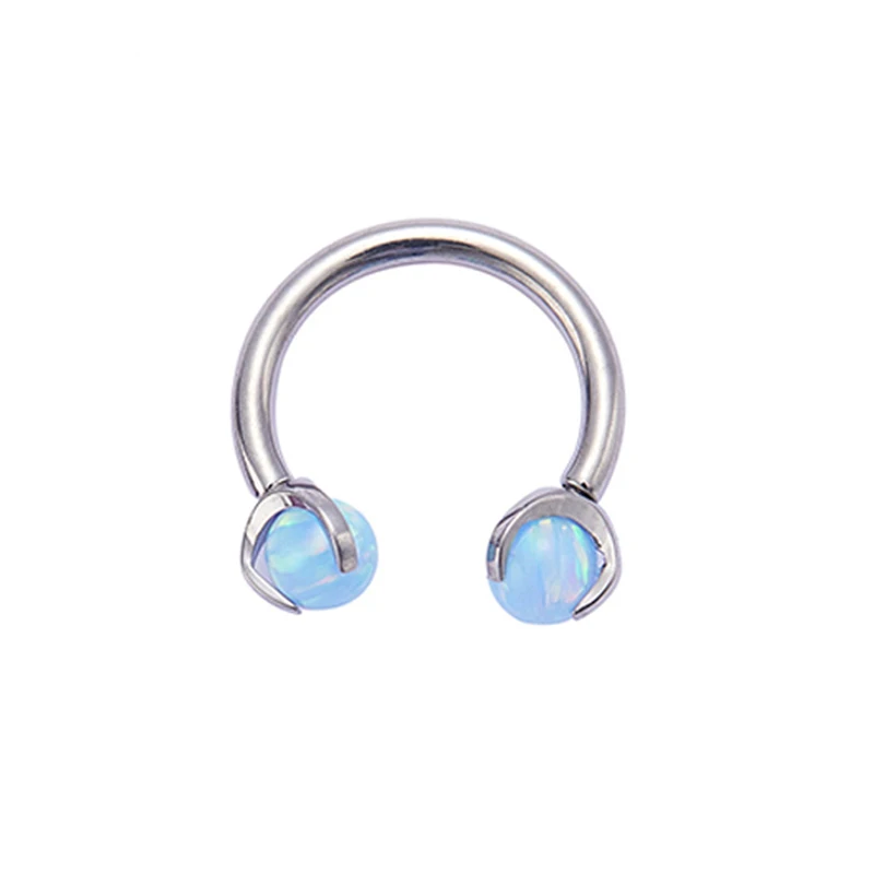 ASTM F136 Titanium Implant Grade Internally Threaded Prong Set Opal Ball Horseshoe Circular Barbells Piercing image 5