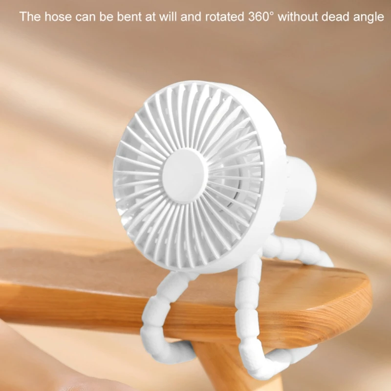 3 سرعة USB قابلة للشحن 1800mAh بطارية تعمل بالطاقة كليب مروحة مع مرنة ترايبود ل غرفة عربة الدراجة سيارة مقعد التخييم 19QE