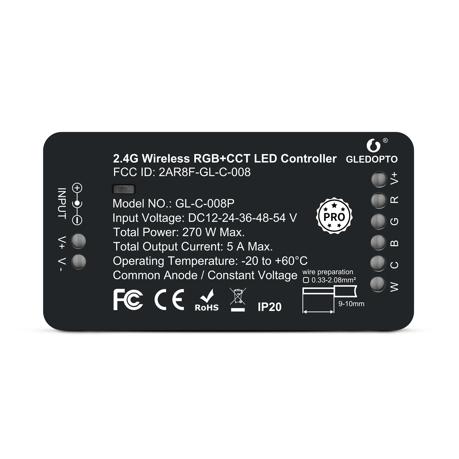 ZigBee RGBCCT LED Controller DC12-54V ZigBee 3.0 2.4G Wifi RF Remote Control Work with ZigBee Hub Alexa Smartthings Smartphone