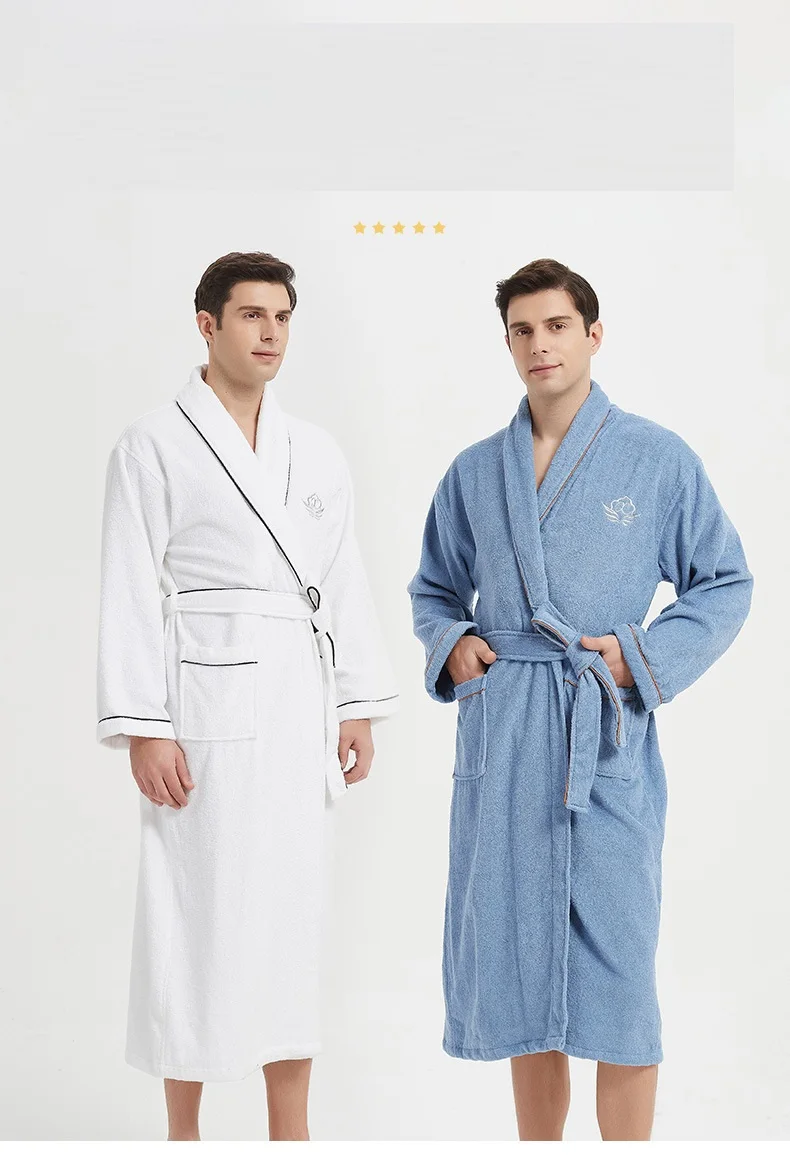 100%cotton Toweling Terry Robe Unisex Lovers Soft Bath Robe Men Women Nightrobe Sleepwear Home Dressing Gown Bathrobe Pajamas