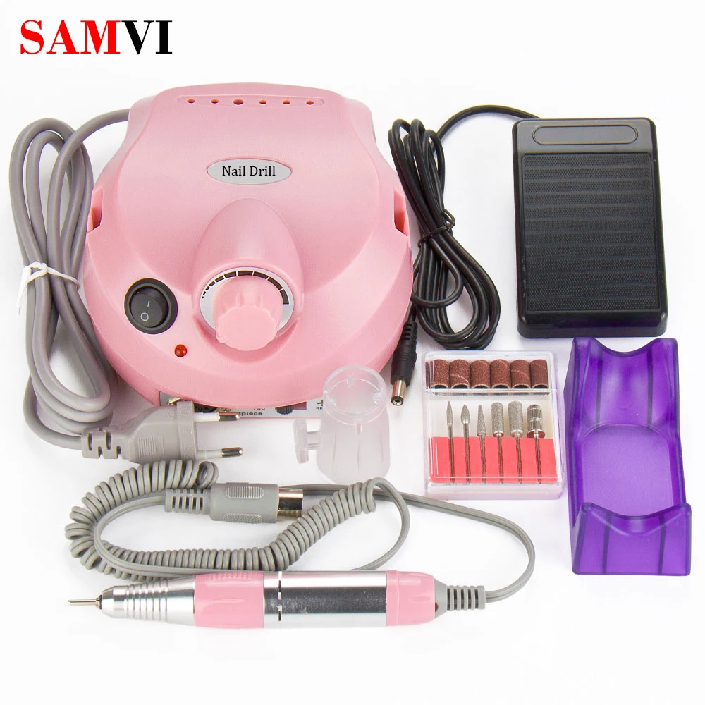 SAMVI 30000RPM Black Nail Art Drill Nail Equipment Manicure Tools Pedicure Acrylics Grey Electric Nail Art Drill Pen Machine Set