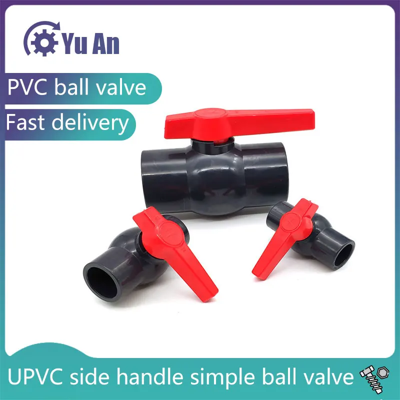 

PVC Ball Valve UPVC Side Handle Simple Ball Valve Garden Irrigation Hose Connection Ball Valve Drainage Joint Switch 1Pcs